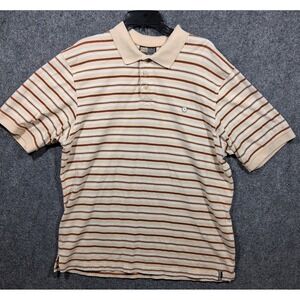 Southpole Polo Y2K Shirt Mens XL Tan Brown White Striped Pique Hip‎ Hop